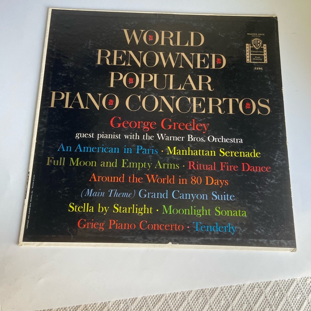 World Renowned Popular Piano Concertos Vinyl Record
